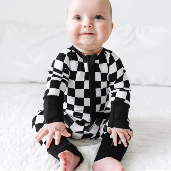 🏁 Cool Checks Little Sleepies Checkered Bamboo Zippy Sleeper PJ Sleeper NEW 2T - Picture 6 of 8